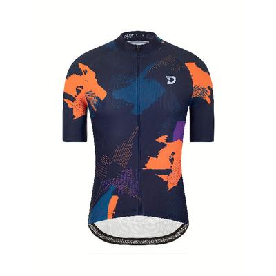 Maillot de Ciclismo para Hombre - Transpirable Absorbe la Humedad Manga Corta Top con Patrón Geométrico, Cremalleras CS para Entrenamiento, Competición, Primavera Verano Otoño,