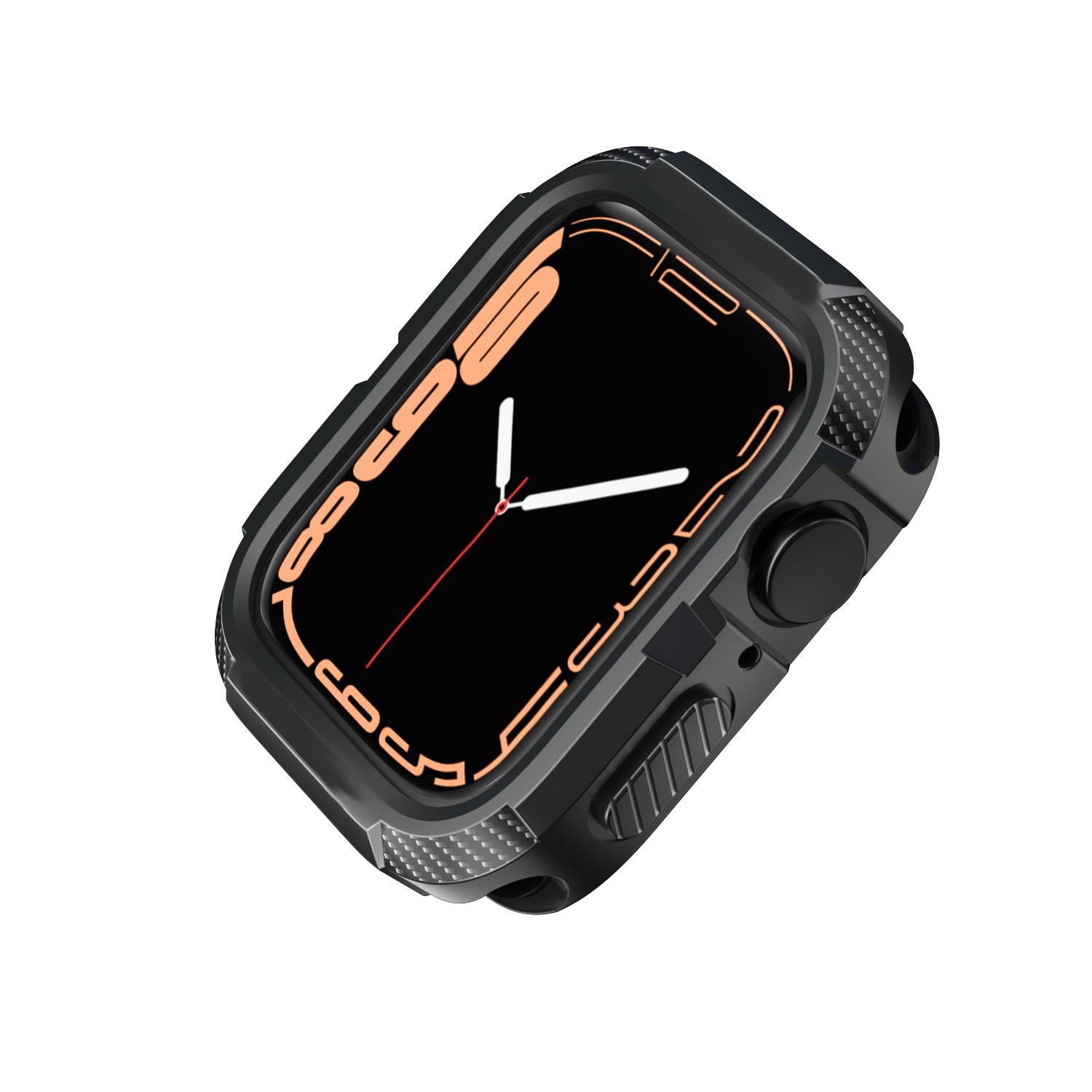 

Rugged Cover for Apple Watch Case 44mm 40mm 45mm 41mm se 6 3 iWatch Accessories TPU Screen Protector Apple watch series 5 8 7 9 42mm or 44mm or 45mm чёрный
