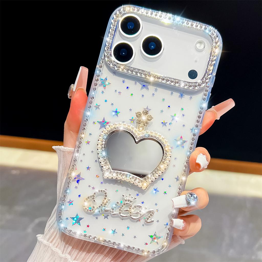 Handmade Sparkly Diamond Crown Mirror IMD Phone Case, Compatible with iPhone 13,iPhone 14,iPhone 15,iPhone 16,iPhone 17 Series