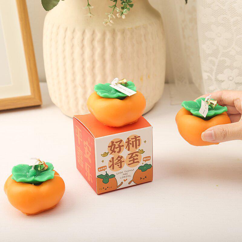 Handmade Persimmon Scented Candle Gift Box - Creative Ornament & Photography Prop