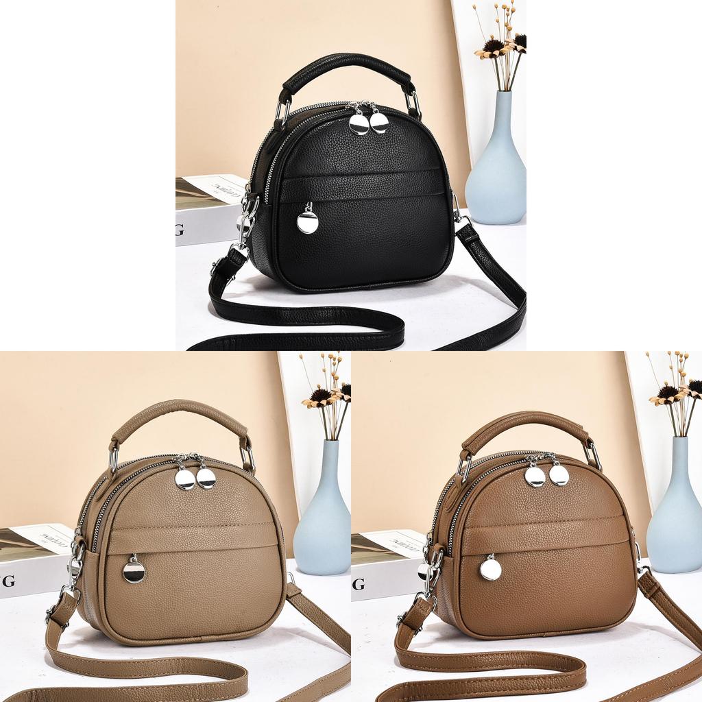 Pu Leather Small Round Crossbody Bag For Casual Travel Women