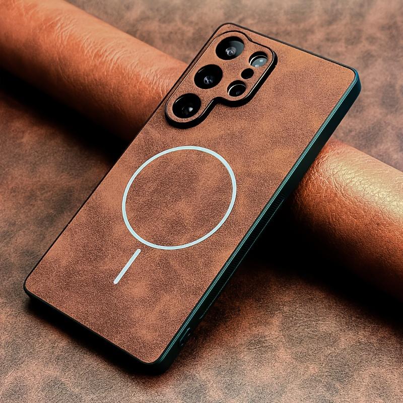 Leather Magnetic Phone Case for Samsung Galaxy S26 Ultra S25 S24 Plus S23 S22 S21 FE for Magsafe Lens Protection Cover
