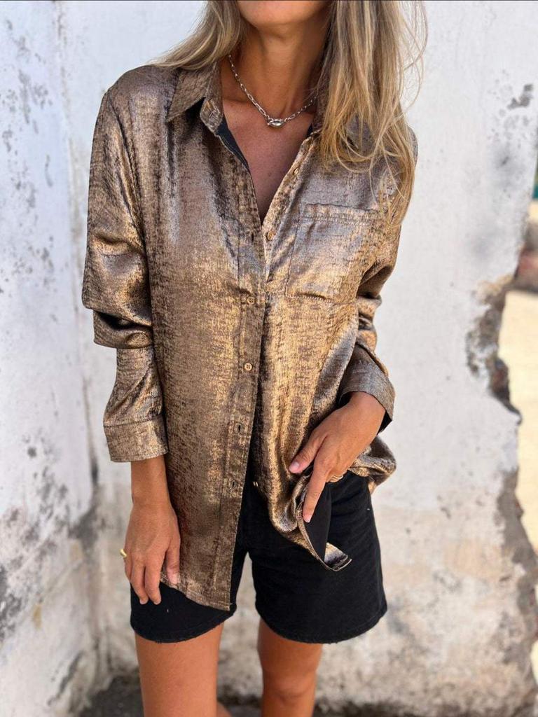 2024 European & American Spring Collection: Women's Casual Suede Lapel Shirt