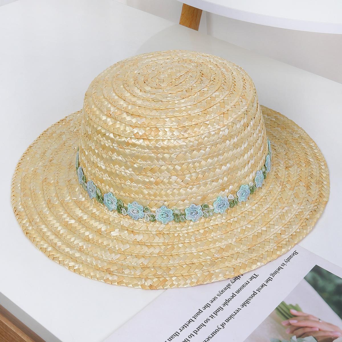 

Соломенная шляпа с плоским верхом для женщин, летняя, для приморского туризма, для защиты от солнца и затенения, плетеная соломенная шляпа от солнца для пляжа M（56-58cm）