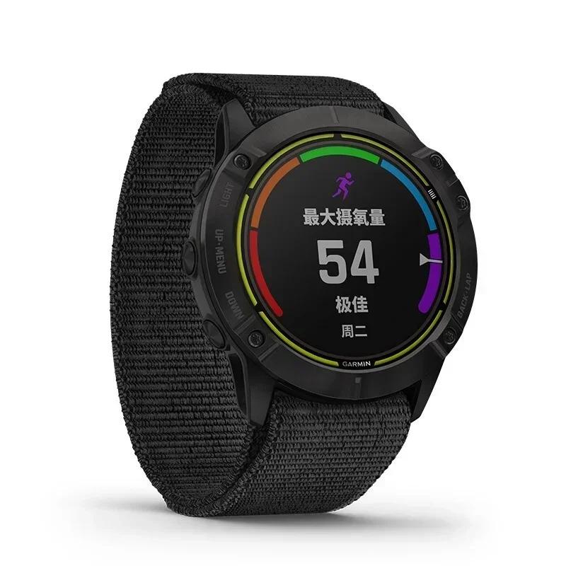 

26 20 22 мм нейлоновый ремешок для часов Garmin Fenix 7X 6X Pro 7 7S 6 6S 5X 5 5S Plus/Venu 2 Plus с быстросохнущим ремешком на липучке 22mm чёрный