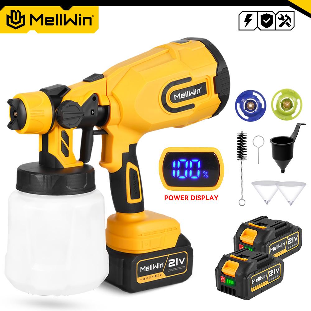 MELLWIN 1200ML Wireless Electric Paint Spray Gun Cordless Paint Sprayer Car Furniture Household Sprayer For Makita 18V Battery Pin