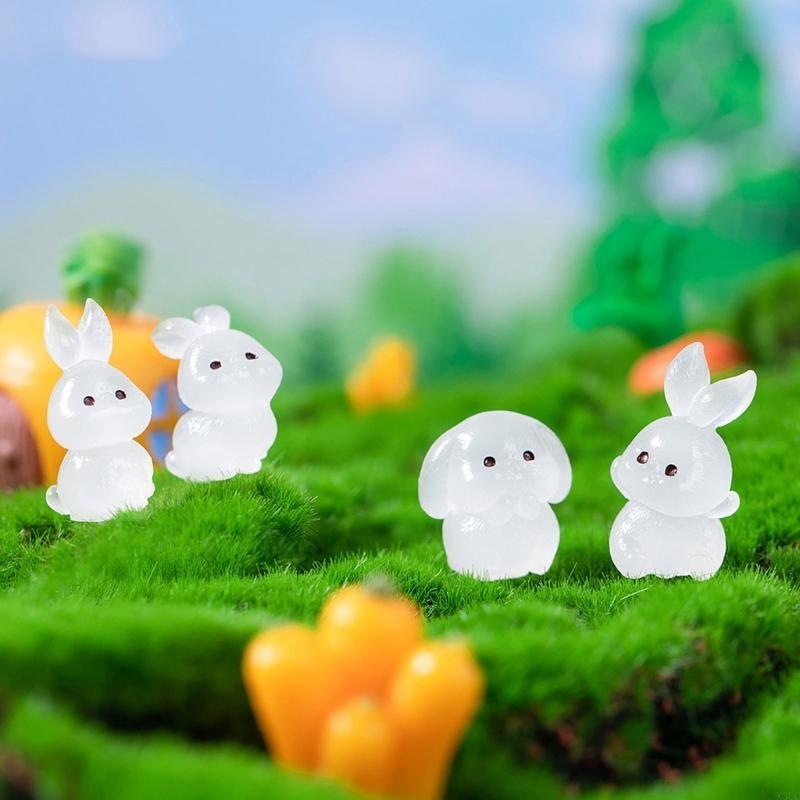 Pack of 8 Stylish Nightlight Animal Figurines Luminous Rabbit Miniatures Figurines Versatile Home Desk Decorations X3UC