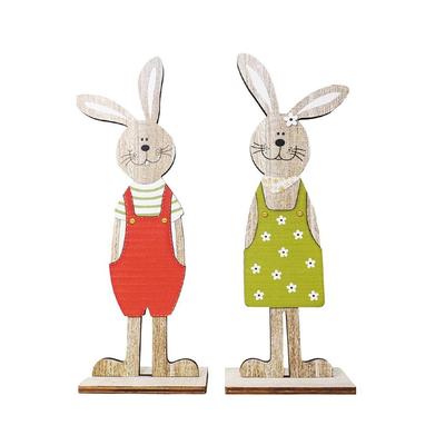 Osterhase Tischdekoration Niedliche Kaninchenfiguren aus Holz Ornament für den Hausgarten