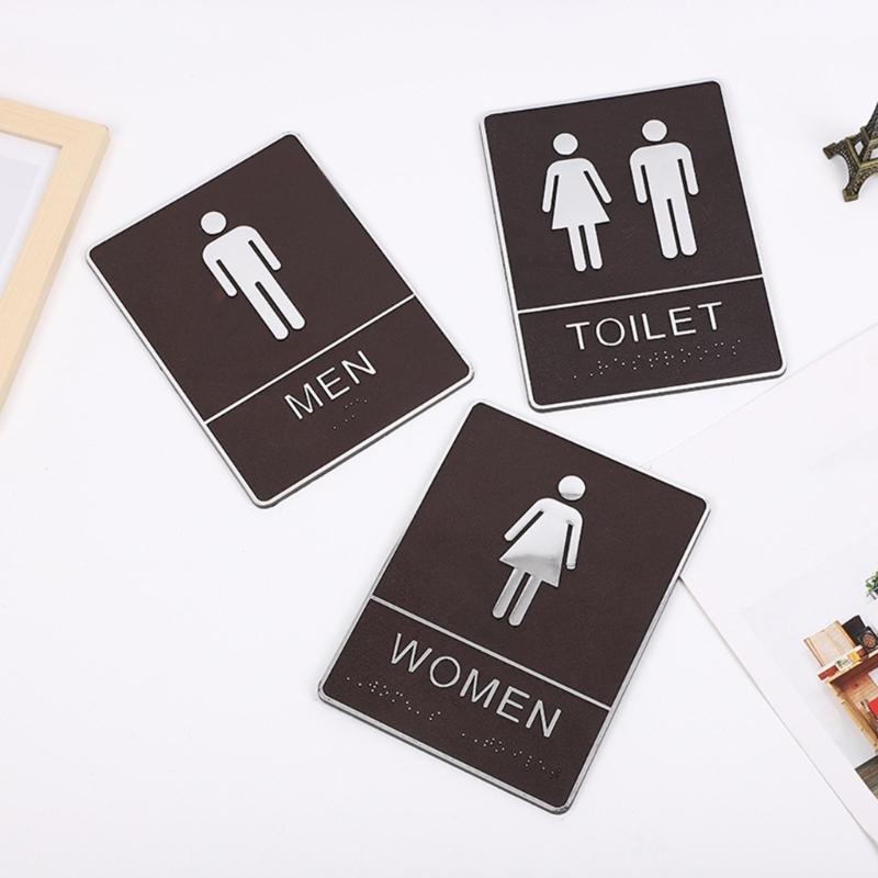 Toilet Door Sign Men Women Bathroom WC Mark Label Self-Adhesive Wall Sticker DIY Decor for Office Business Hotel Unisex