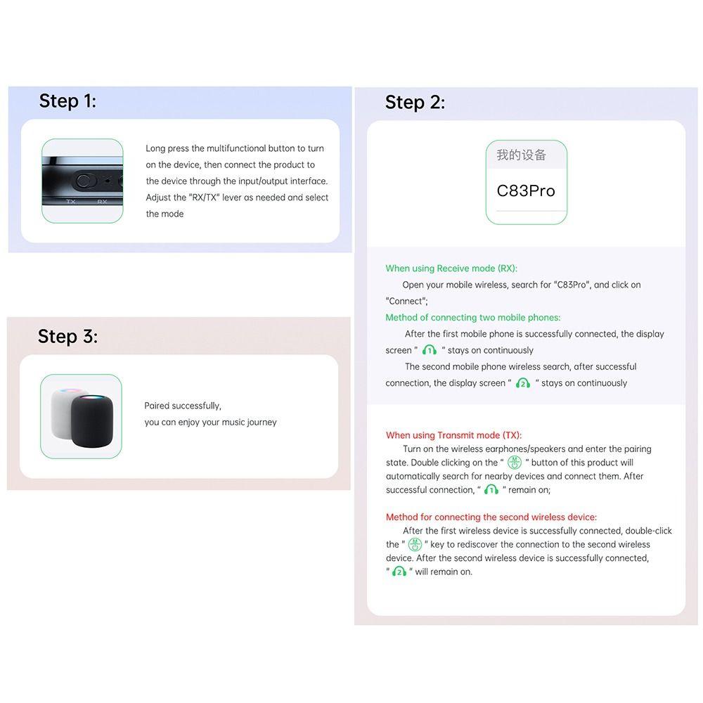 2 in 1 Wireless Audio Adapter Stereo Music Bluetooth 5.4 Receiver Transmitter 2024