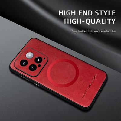 Für Xiaomi 14 14 Pro PU-Leder Magnetischer Ring Weiche Kante Anti-Drop Anti-Fingerabdruck Handyhülle