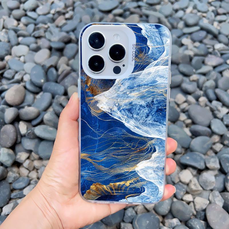 Ocean Waves Sea Water Creative Phone Case For iPhone Case 16 15 14 Pro Max Plus 13 Mini 12 11 Pro Max Shockproof Laser Covers
