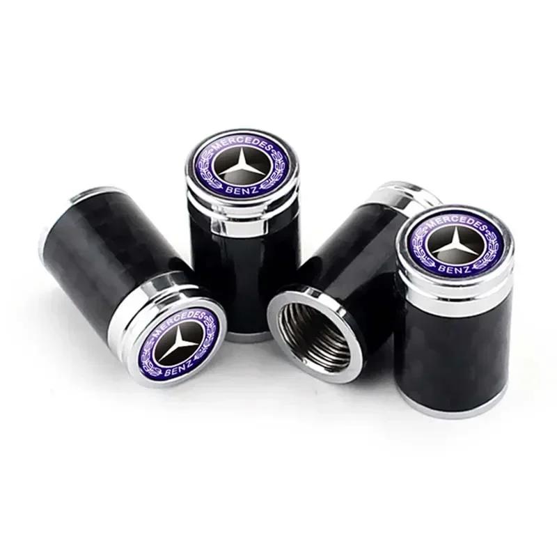 4pcs for Mercedes Benz Carbon Fiber Car Tyre Stem Air Valve Caps W204 GLK W203 W205 W212 W211 W124 W176 CLA CLK SL ML C E Class