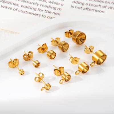 20pcs Stainless Steel 3 4 5 6 8Mm Round Ball Earring Post Stud with Loop Fit DIY Earring Jewelry Making Supplies
