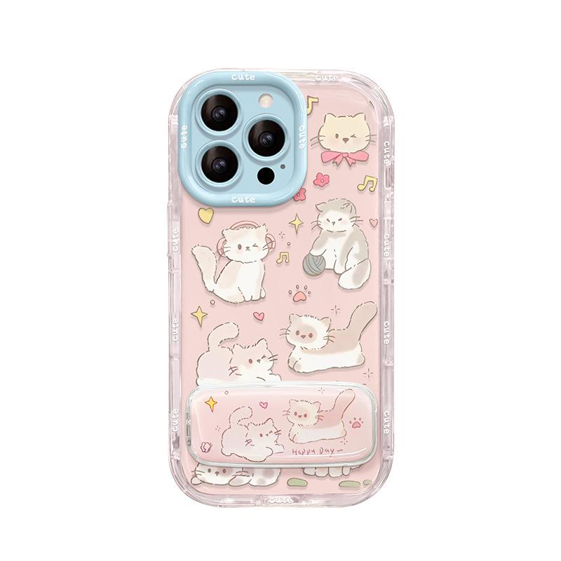 Cute cat and dog suitable for Apple 16e mobile phone case 13promax mirror bracket 15 cute anti-drop 14 all-inclusive 12