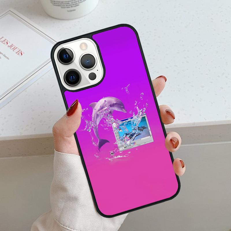 Vaporwave Dolphin Phone Case For iPhone 17 Air 11 12 13 14 15 16 Pro Max Cover For iPhone 17 Air Max Plus Coque Shell