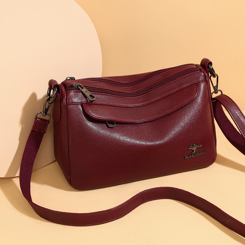 Modische Schultertasche aus Kunstleder, Damen Handtasche in Unifarbe, Retro Schultertasche, Umhängetasche mit mehreren Fächern, geeignet für den täglichen Gebrauch und zum Einkaufen