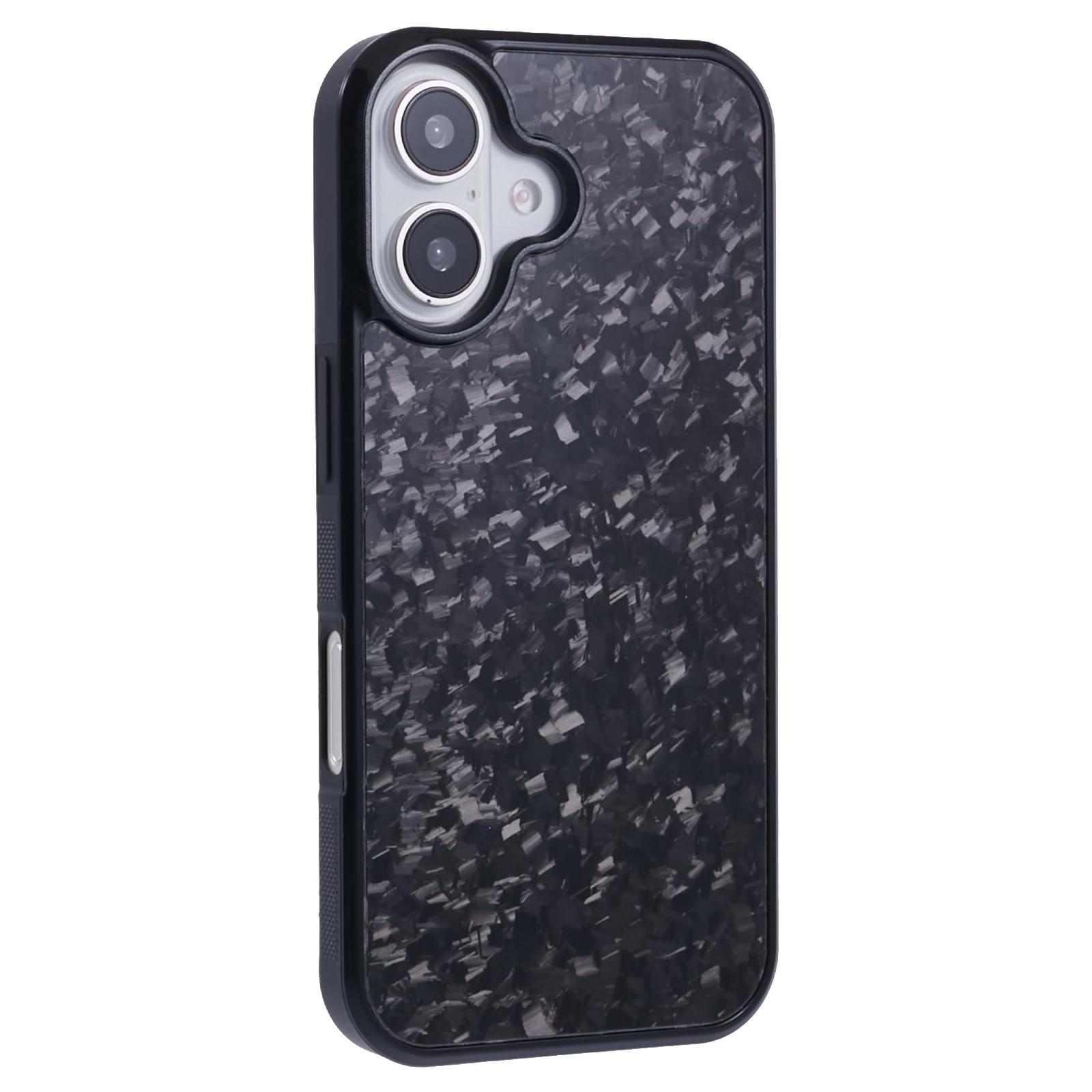 

For iPhone 16 Plus Magnetic Case Forged Texture Aramid Fiber+TPU Anti-Slip Phone Cover Black