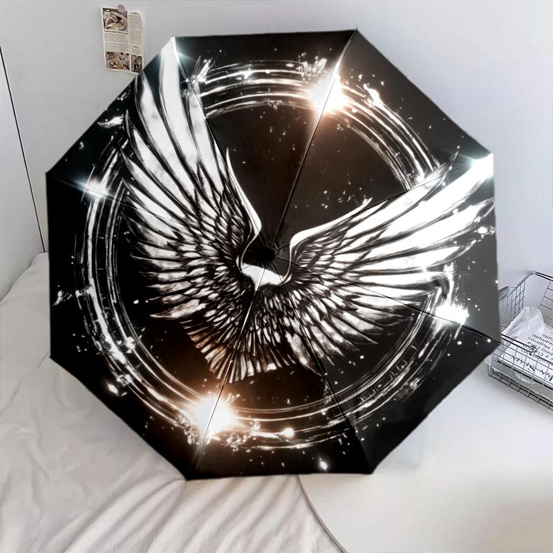 Shiny Wings  pattern, automatic folding umbrella, portable and foldable design, 8 ribs, a Christmas or birthday gift.