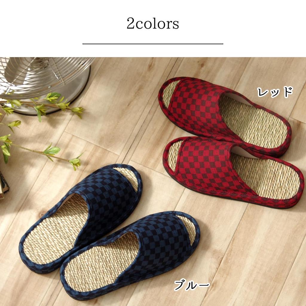 IKEHIKO Checkered Zori Size M sizes Gift Wrapping Perfect for Day or Gift Box Shichito Igusa Slippers, Blue, (Fits 22.5-25cm), Available, Father's