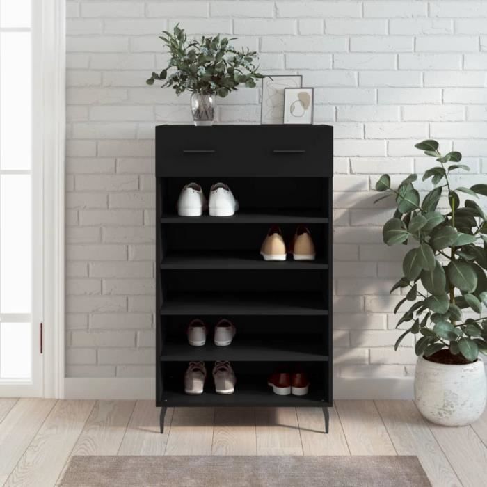 VidaXL Shoe Cabinet Black 60x35x105 Cm Engineered Wood 829629