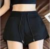 1116 Summer Black Drawstring Casual Sports Shorts Women's Skinny High Waist Versatile Home Pants Hot Pants Women's Outer Wear