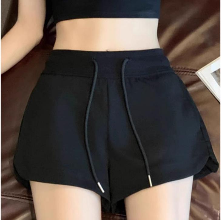 1116 Summer Black Drawstring Casual Sports Shorts Women's Skinny High Waist Versatile Home Pants Hot Pants Women's Outer Wear
