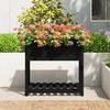 Plant Pot with Shelf Black 82.5 X 54 X 81 Cm Solid Pine Wood