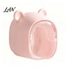 Waterproof Brush Holder Cute Bear Wall Mounted Toothbrush with Dustproof Flip Cover, Single Bathroom Decor Dispenser Storage Organizer, Drill-free