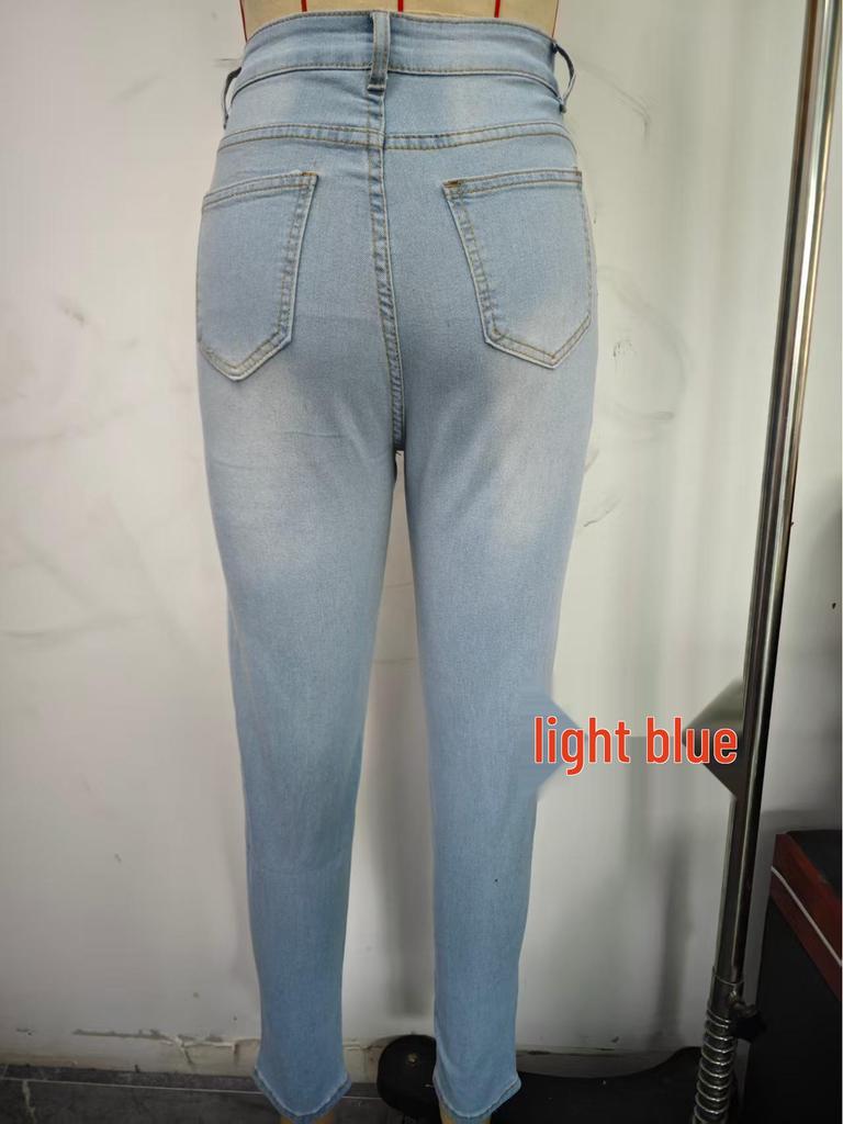 TemuTK Women's Slimming Stretch Jeans - Traceable Cotton Pencil Pants, Popular Sizes Available