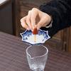 1pc Ceramic Tea Strainer - Blue & White Umbrella Design with Tassel, Compact for Office/Home Decor,for Kung Fu Tea Sets