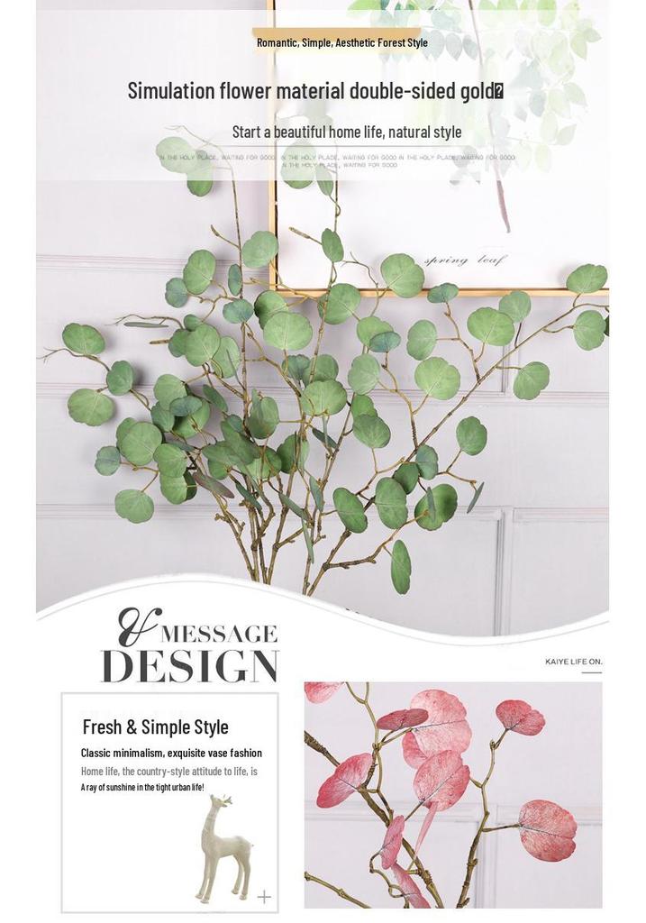 French Round Eucalyptus & Apple Leaf Simulated Plant for Wedding & Home Decor