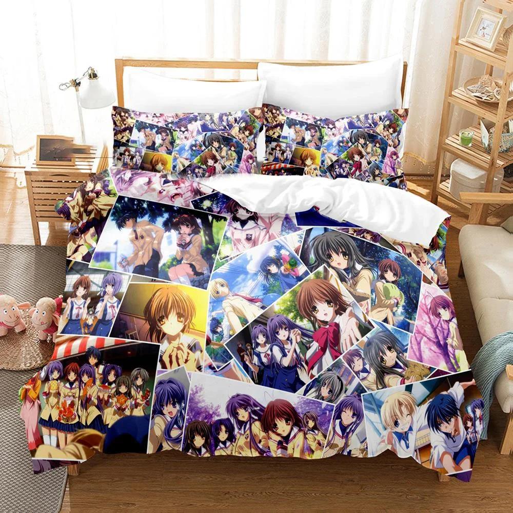 3D-gedrucktes Clannad Bettwäsche-Set Anime Nagisa Furukawa Bettbezug Doppel Twin Full Queen King Erwachsene Kinder Bettwäsche Steppdeckenbezug