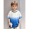 Fashionable round neck T-shirts for boys and girls, tie-dye gradient short-sleeved T-shirts, summer round neck tops,