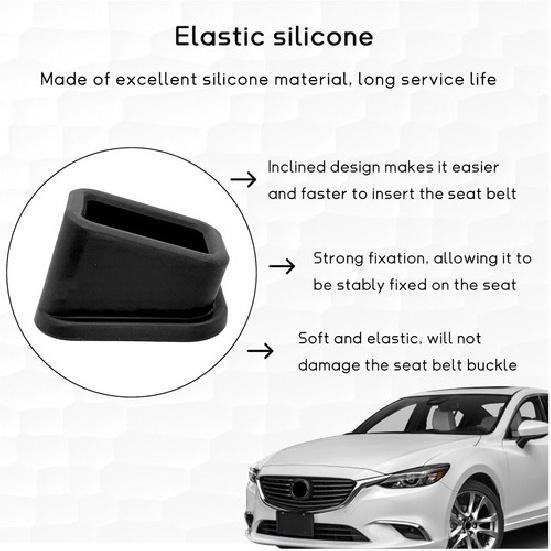 2 PCS Car Seat Belt Buckle Holder, Silicone Auto Seatbelt Buckle Booster, Black