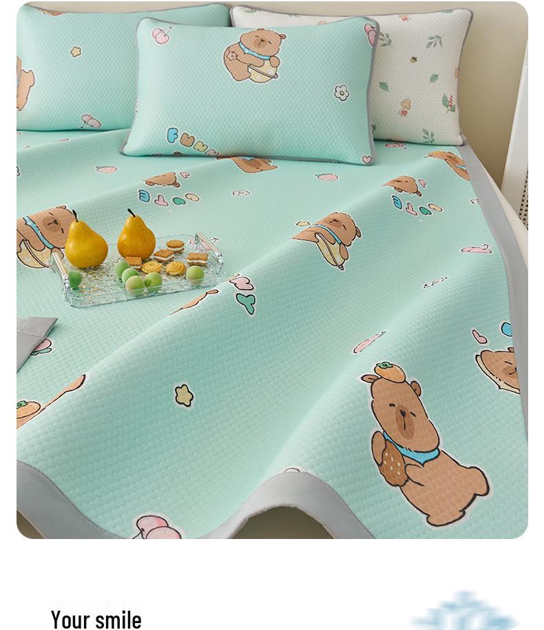 Ice Silk Cool Mat Set - Washable, Soft Three-Piece for Single Dorm Bed, 2026 Design.