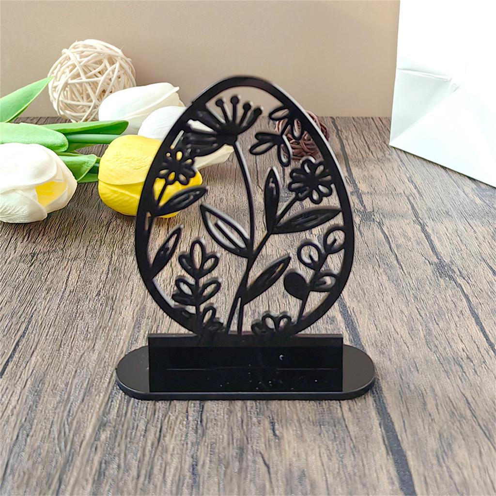 Easter Bunny Decorations Spring Home Decor Hollow Out Acrylic Standing Rabbit Egg Figurine Statue Ornaments Party Gifts