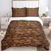3pcs Minecraft Inspired Earthy Brown and Green Pixelated Patterned Bedding Set-Perfect for Home Decor, Bedroom, Living Room, Hotels, Gifts,