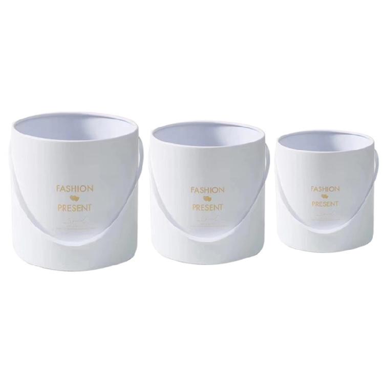 

3PCS Stackable Floral Container With Handles Cardboard Flower Buckets For Gift Wrapping And Event Decorating белый