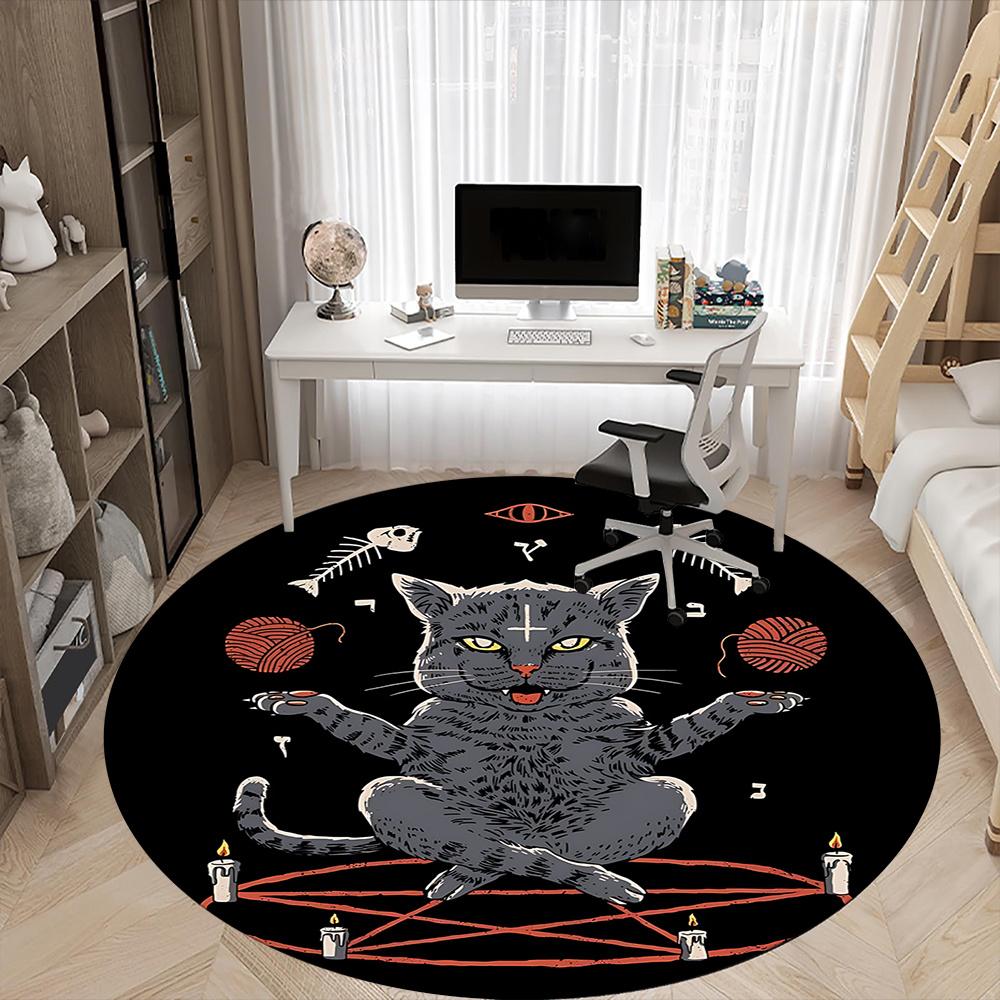 1pc Witchcraft Paganism Office Round Area Rug, Indoor Mat Suitable ForOffice, Under Office Chairs Bedroom Living Room Home Decor, Room Deco U18