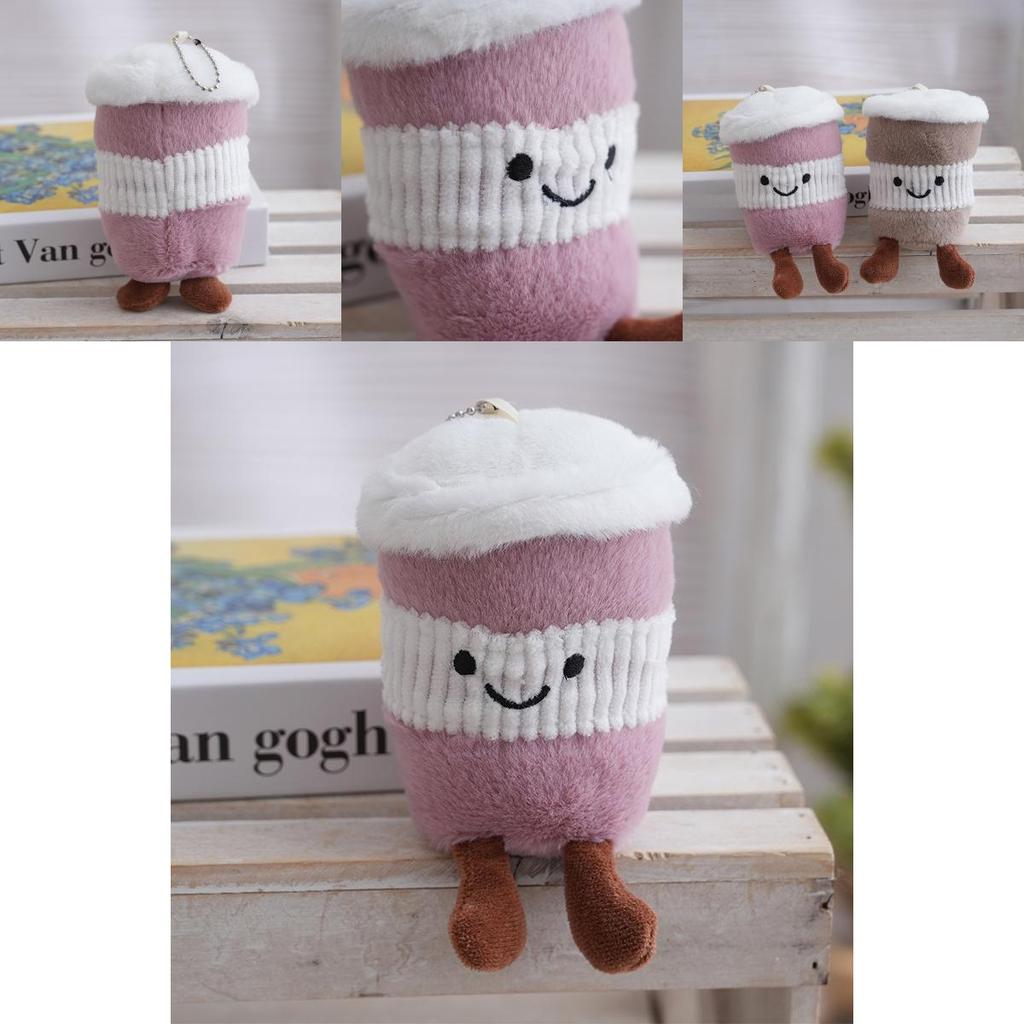 Plush Keychain Cute Cartoon Coffee Cup Pendant With Pp Cotton Filling For Bag Decor And Gift