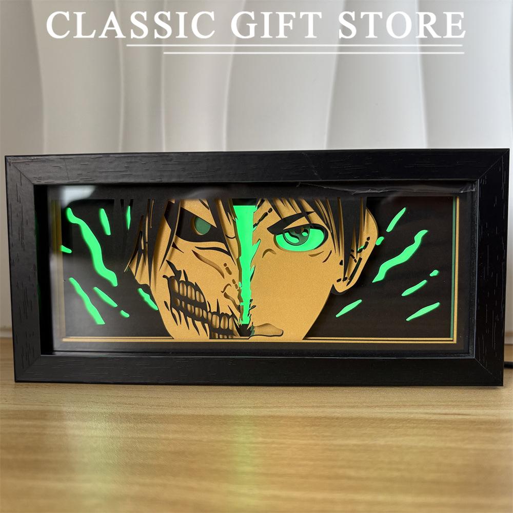 Black Photo Frame Kaneki Ken Cartoon Paper Carving 3D Anime Lamp LED Light Box Action Figure Room Decoration Lamp Christmas Gift