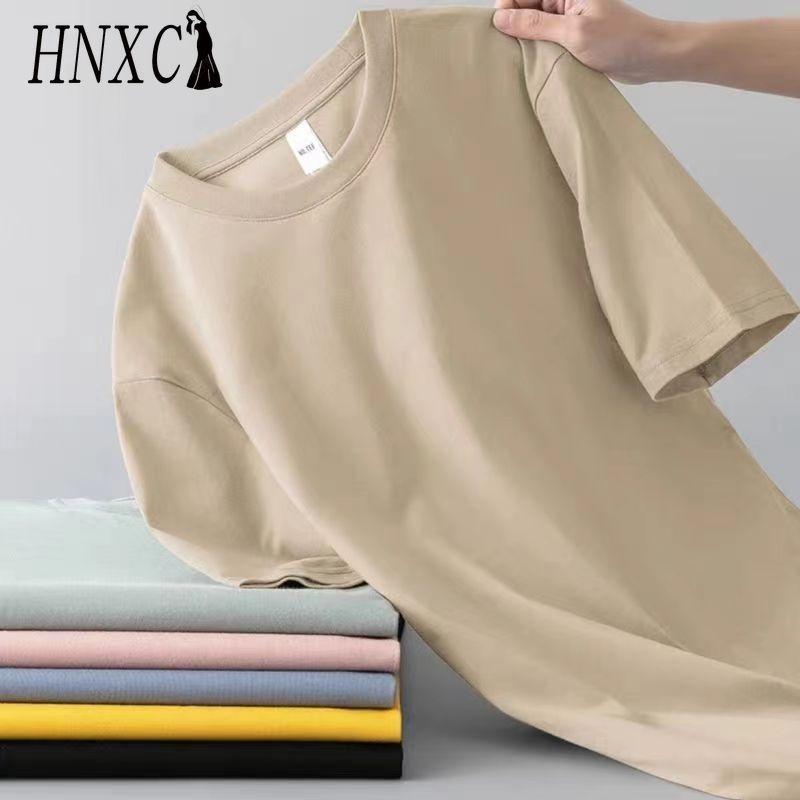 HNXC Kortermet t-skjorte i bomull for menn mote løs halvermet skjorte med trykt medfølende skjorte