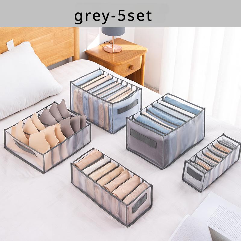 Five Sets Mesh Storage Compartment Pants Underwear Storage Organizer Closet Drawer Layers Organizer Handheld Socks Compartment Bag