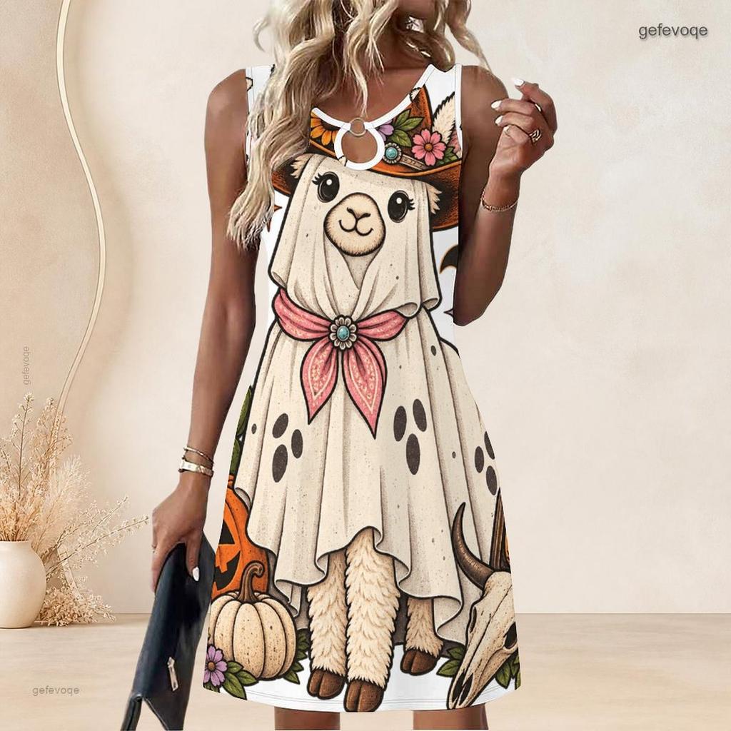 Plus Size Women Round Neck Sleeveless Tank Midi Dress Summer Casual Soft Outfit