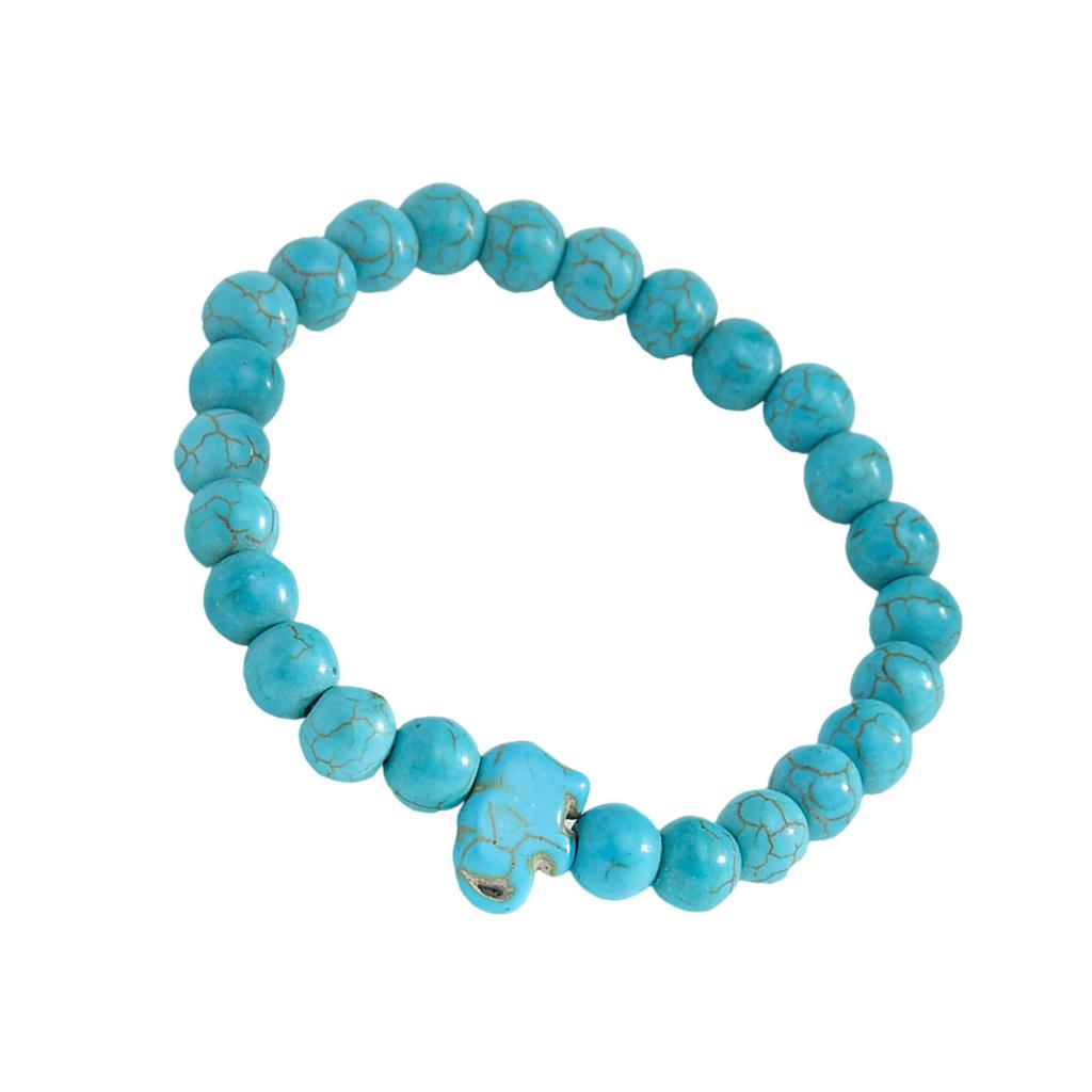 Yoga Chakra Bracelet With 8MM Round Natural Stones And Elephant Charm For Daily Wear And Fashion Enthusiasts
