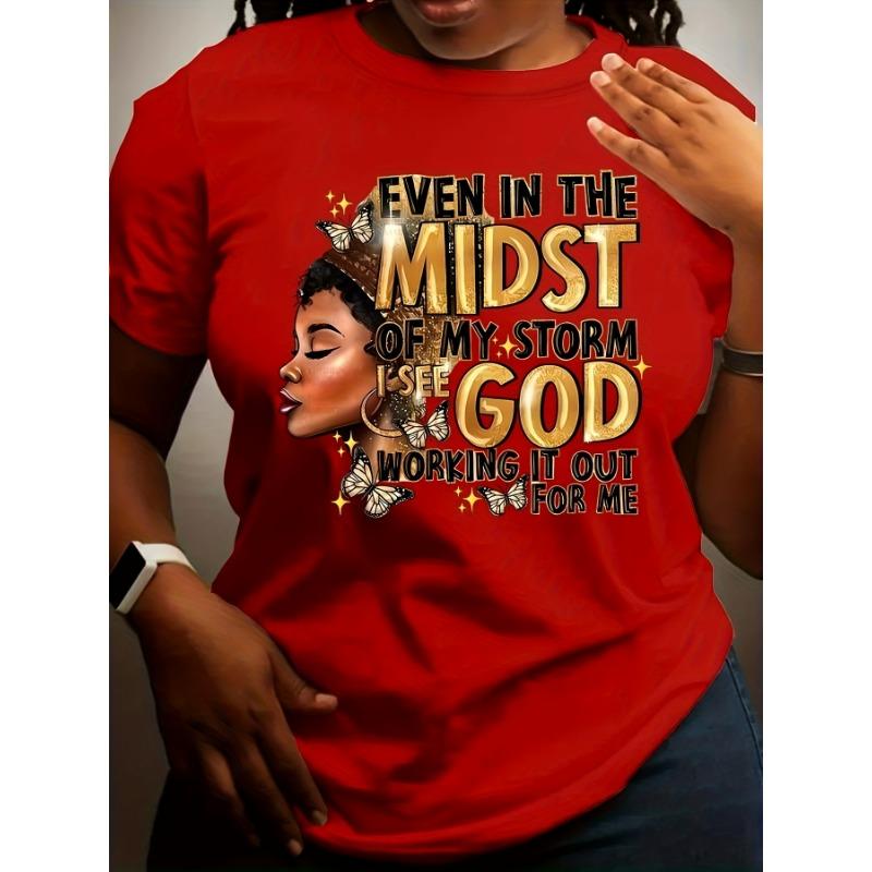 A Casual Short-Sleeve Round-Neck T-Shirt Featuring Letter And Portrait Patterns, Designed for Women S