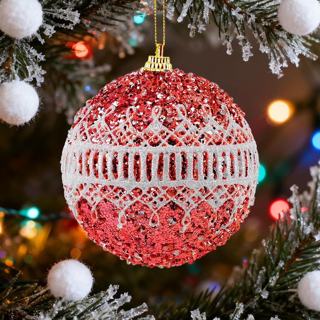 Christmas Ball Ornament 8cm Shatterproof Glitter Tree Balls Seasonal Christmas Bauble Decorations For Home Office School Hotel