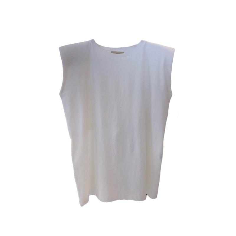 Kore Tarzı Kadın Kolsuz Yuvarlak Yaka Düz Renk Yaz Yelek Üst - Günlük Bol Kesim