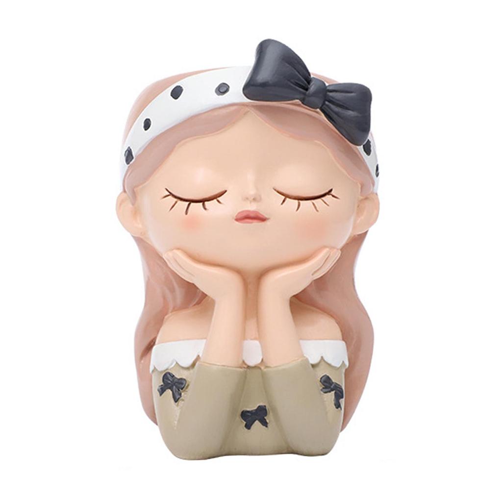 Girl Flower Pot Plant Container Cute Ornament Home Decoration Gift with Drainage